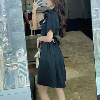 Short-sleeve Open-back Shirt Dress