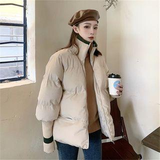Stand-collar Corduroy Padded Coat