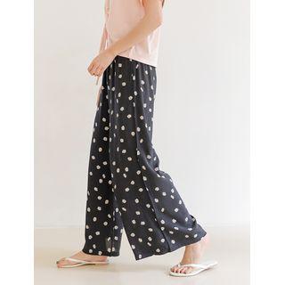 Daisy-patterned Wide-leg Pants