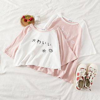 Raglan Short Sleeve Print T-shirt