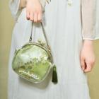 Faux Pearl Flower Embroidered Handbag