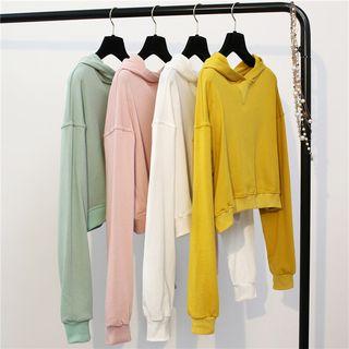 Plain Cropped Hooded Top