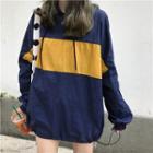 Long Sleeve Color-block Hooded Top