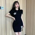Short-sleeve Star Detail Qipao Dress