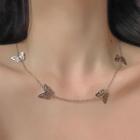 Butterfly Necklace 0915a - Silver - One Size
