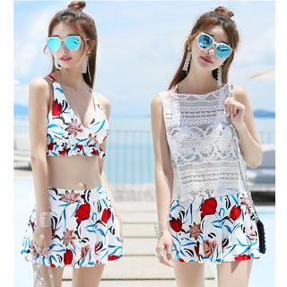 Set: Cover-up + Tankini Top + Swim Skirt