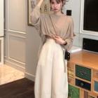 Long-sleeve Plain Top / Wide-leg Harem Pants