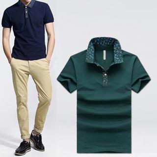 Contrast Collar Short Sleeved Polo