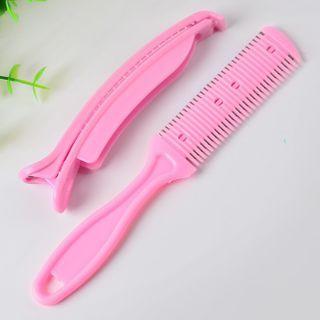 Set: Plastic Hair Razor Comb + Hair Clip As Shown In Figure - One Size