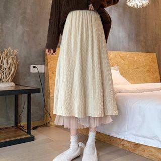 Reversible Crinkle Mesh Midi Skirt