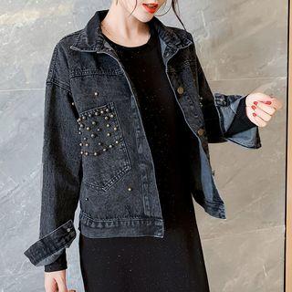 Beaded Denim Jacket / Long-sleeve Midi Dress