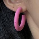 Plain Open Hoop Earring 1 Pair - 1988a - Pink - One Size
