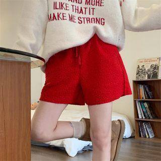 Plain Fleece Wide-leg Shorts