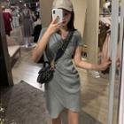 Short-sleeve Mini Shirred Dress