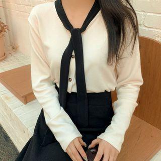 Tie-neck Button-up Top