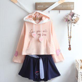 Rabbit Ear Hood Long-sleeve T-shirt / A-line Skirt / Set