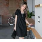 Short Sleeve V-neck Panel Dress