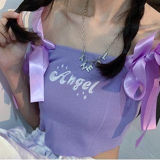 Ribbon Strap Embroidered Camisole Top