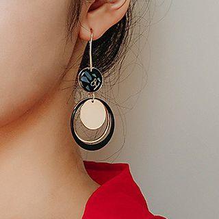 Shell Disc Alloy Hoop Dangle Earring