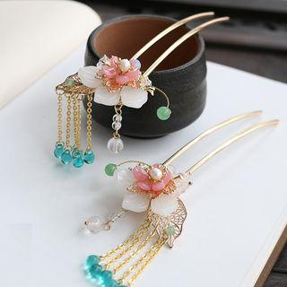 Retro Freshwater Pearl Bead Floral Fringed Hair Pin