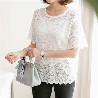 Scallop-sleeve Lace Top