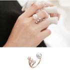 Rhinestone Faux Pearl Open Ring As Shown In Figure - One Size