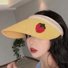 Strawberry Embroidered Woven Visor Hat