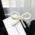 Faux Pearl Bow Hair Clip White - One Size