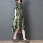 Short-sleeve Dotted Loose-fit Dress