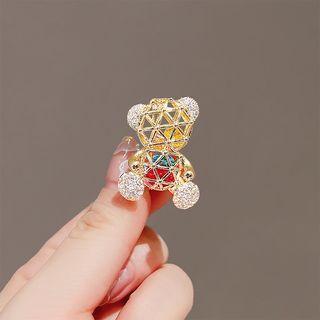 Bear Rhinestone Alloy Brooch Gold - One Size