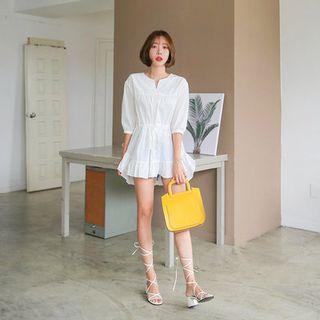 Tie-waist Shirred Top