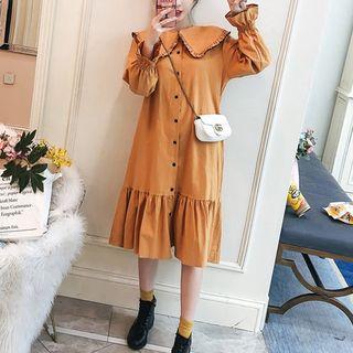 Frilled Collar Buttoned Dress