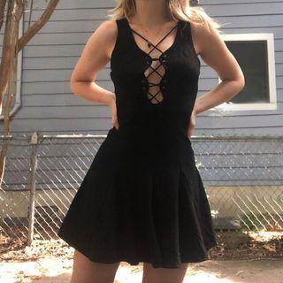 Lace Up Front Detail Mini Dress