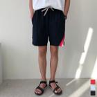 Drawstring-waist Contrast-panel Shorts
