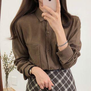 Plain Dual-pocket Shirt