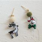 Non-matching Christmas Deer & Santa Bobble Dangle Earring