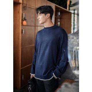 Pocket-detail Contrast-trim Sweater