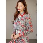 Piped Floral Chiffon Blouse