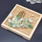 Retro Faux Crystal Flower Hair Comb 1 Pcs - M118 - Green - One Size
