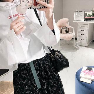 Hooded Wide-sleeve Lettering Sweatshirt