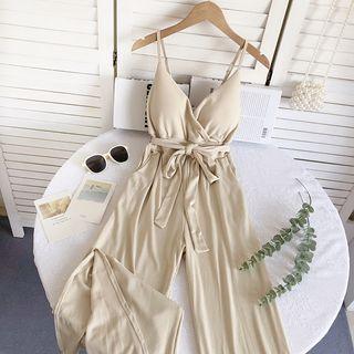 Spaghetti-strap V-neck Wide Leg Jumpsuit