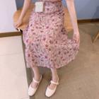 Flower Printed Skirt Pink - One Size