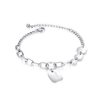 Fashion Simple Geometric Round Square 316l Stainless Steel Bracelet Silver - One Size