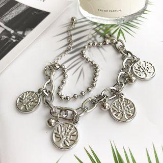 Alloy Coin Layered Bracelet 22b1 - Silver - One Size