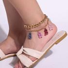 Acrylic Bear Layered Alloy Anklet Gold - One Size