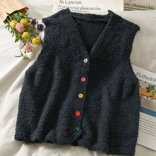 Button-up Terry Vest In 8 Colors
