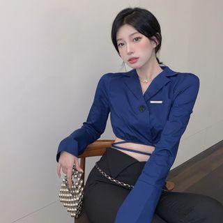 Tie-waist Crop Shirt / Boot-cut Pants
