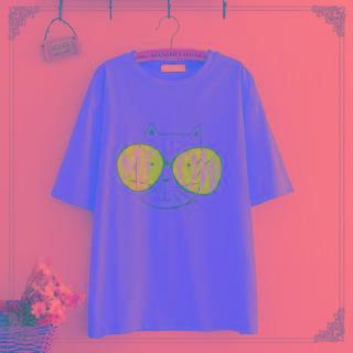 Cat Print Round Neck Top