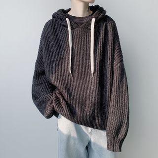 Chunky Knit Plain Hooded Top
