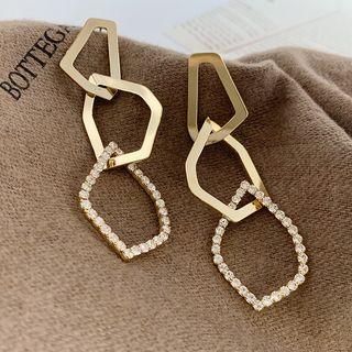 Rhinestone Irregular 925 Sterling Silver Hoop Dangle Earring 1 Pair - As Shown In Figure - One Size